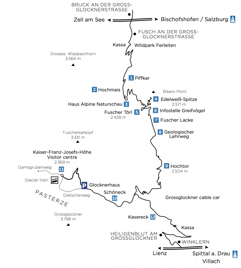 Схема Высокогорной дороги Гросглокнер