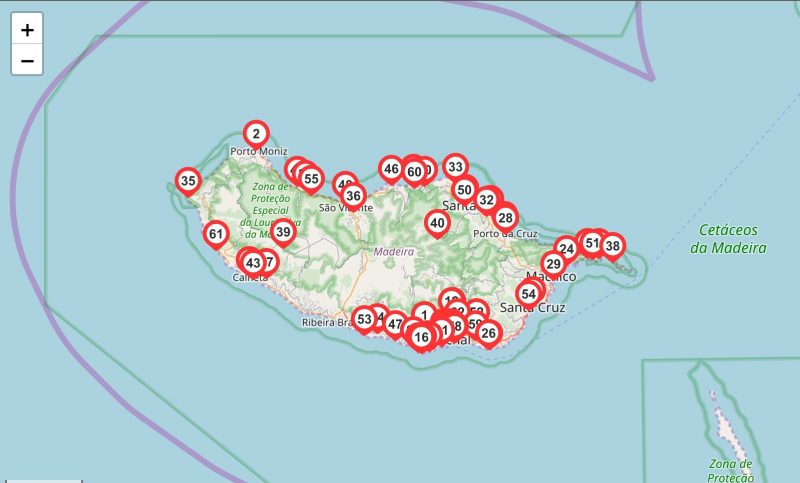 Карта достопримечательностей Мадейры